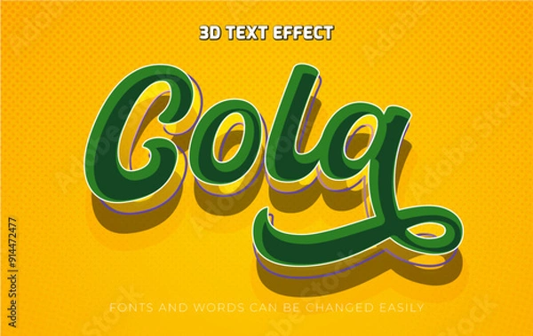 Fototapeta Cola drink green 3d editable text effect style