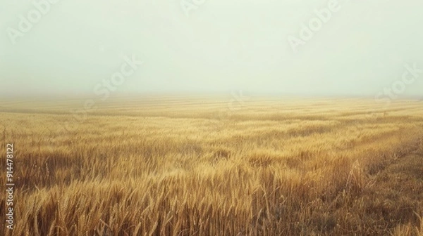 Obraz Golden Wheat Field in a Misty Morning