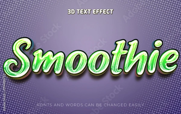Fototapeta Smoothie 3d editable text effect style