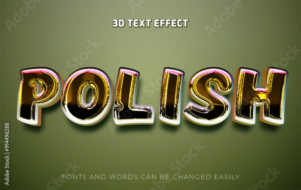 Obraz Polish golden 3d editable text effect style