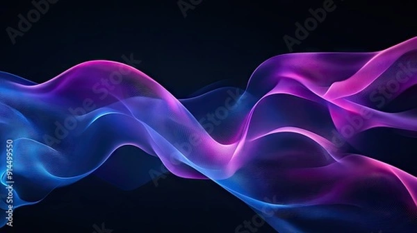 Fototapeta Dark background with abstract blue and purple waves, ideal for futuristic and contemporary themes.
