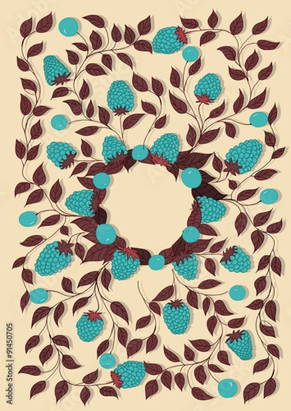 Obraz Vintage blue raspberry card