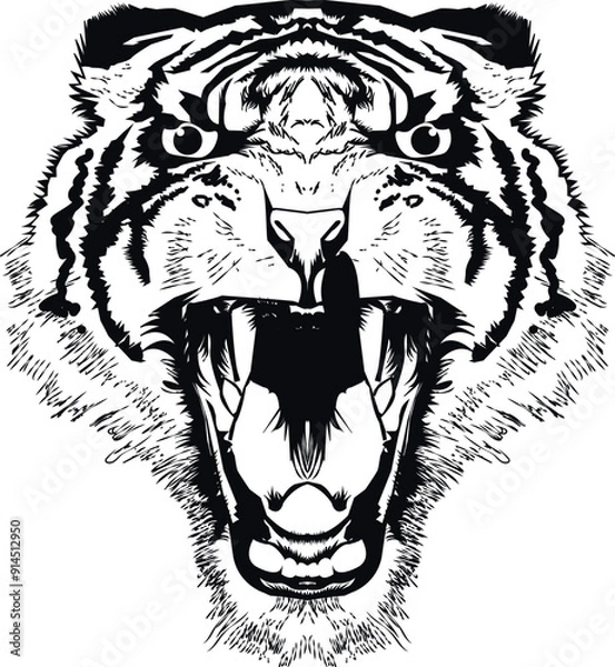 Obraz Tiger vector flat silhouette collection