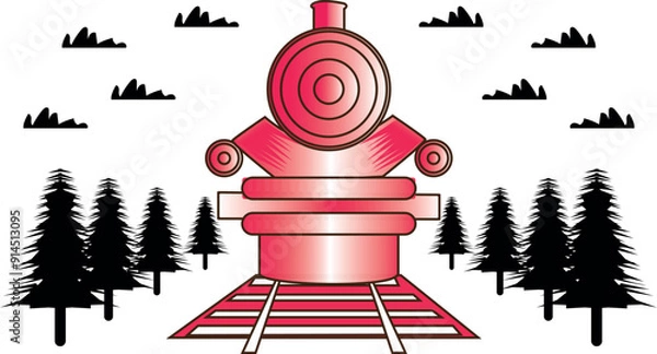 Obraz Train vector flat silhouette collection