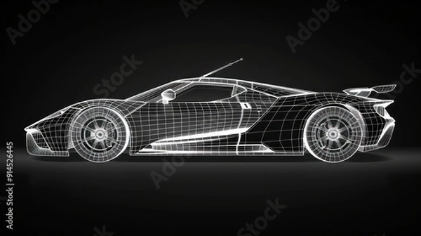 Fototapeta Wireframe Supercar Design