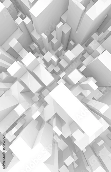 Fototapeta Abstract schematic white 3d cityscape, top view