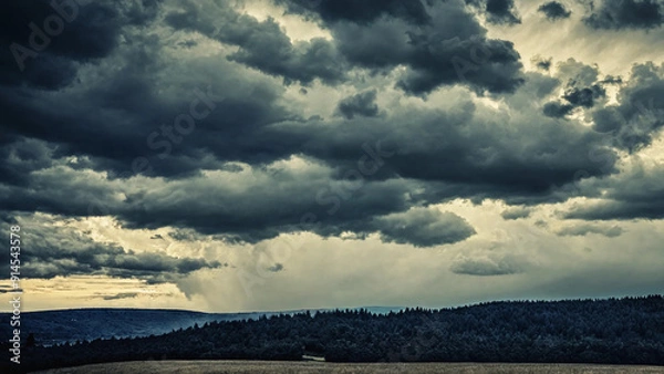 Obraz Stormy sky at sunset, widescreen 16:9, 300 dpi, with space for text
