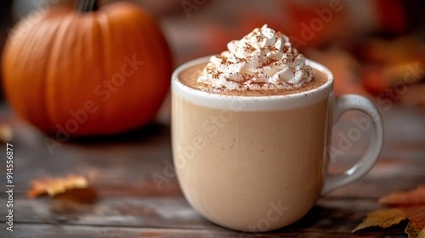 Fototapeta Cozy Pumpkin Spice Latte Autumn Vibes