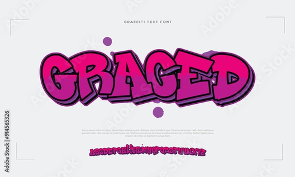 Fototapeta Graffiti Bubble Alphabet, Dripping gradient color paint font with uppercase letters.