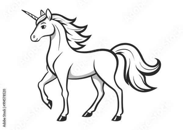 Fototapeta unicorn coloring page line art silhouette 