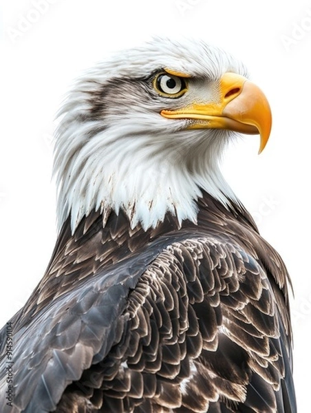Fototapeta A close-up view of an eagle's head on a white background