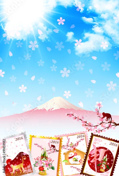 Fototapeta 申　年賀状　背景