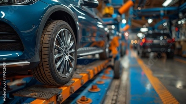 Obraz Automobile assembly line - generative ai