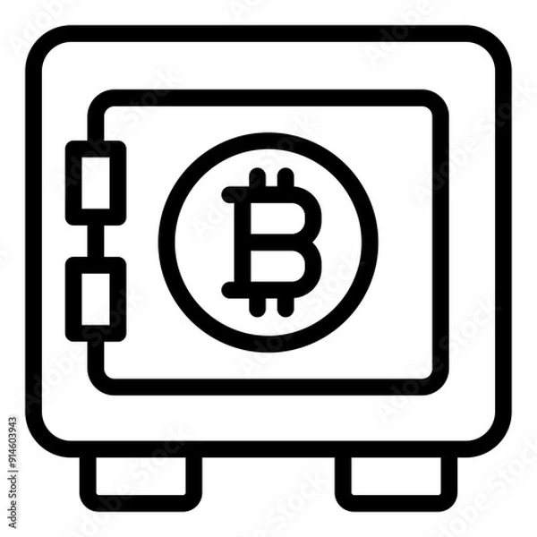 Fototapeta Bitcoin safe deposit icon for secure storage.