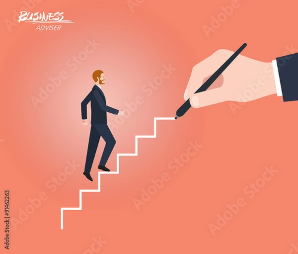 Fototapeta Minimal flat character of business adviser concept illustrations