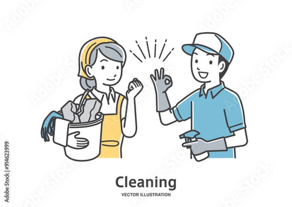Obraz ガッツポーズするハウスクリーニングのスタッフ