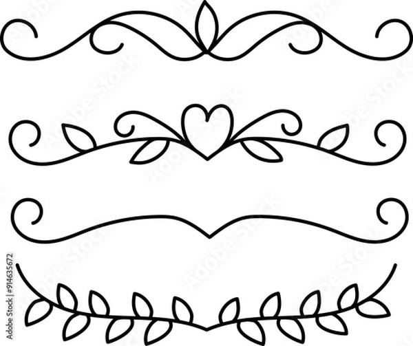 Fototapeta Set of hand drawn underlines. Hand made doodles EPS Vector