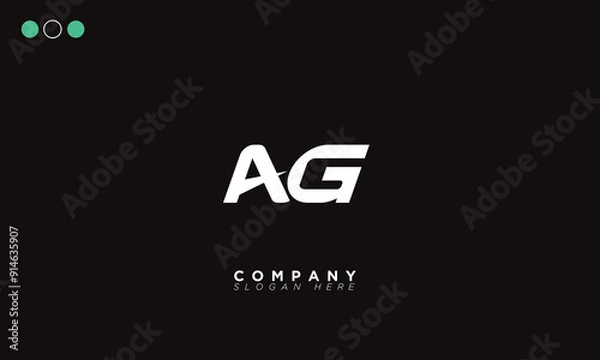 Fototapeta AG Alphabet letters Initials Monogram logo GA, A and G