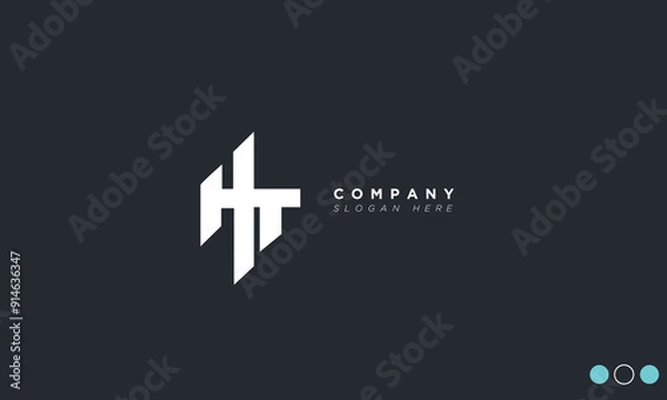 Obraz HT Alphabet letters Initials Monogram logo TH, H and T