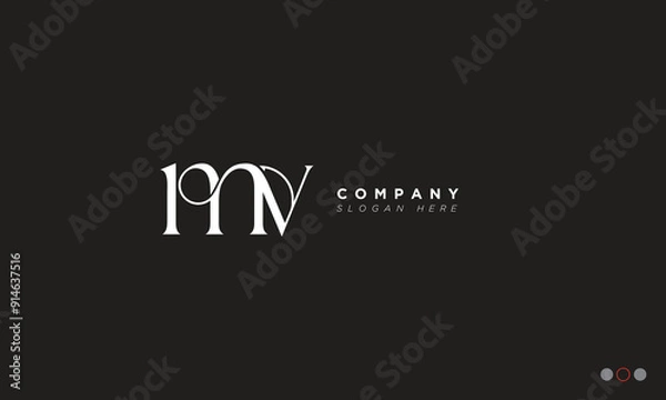 Fototapeta MV Alphabet letters Initials Monogram logo VM, M and V