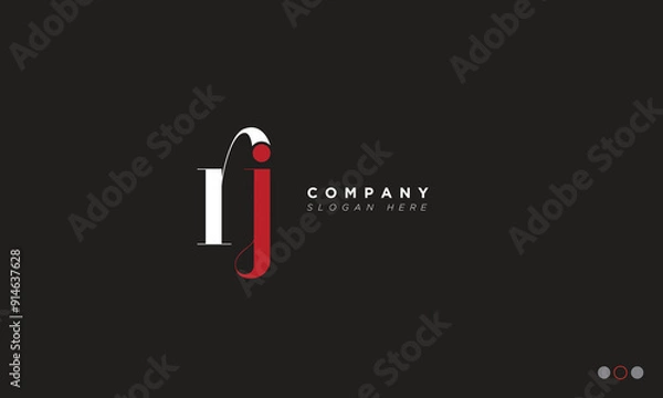 Fototapeta RJ Alphabet letters Initials Monogram logo JR, R and J