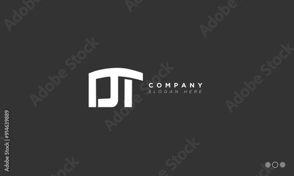 Fototapeta DT Alphabet letters Initials Monogram logo TD, D and T