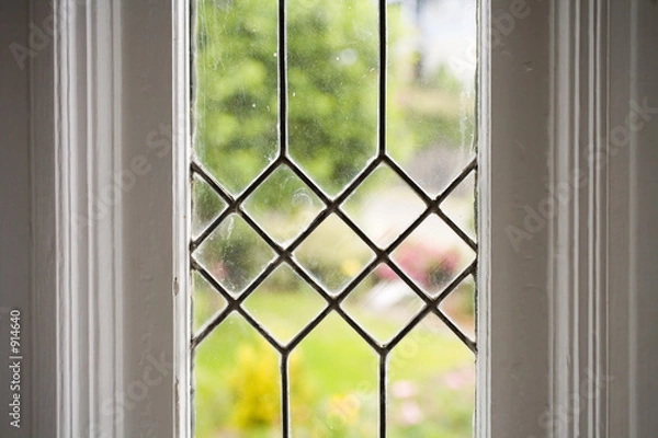 Obraz stock photo of a leaded glass window