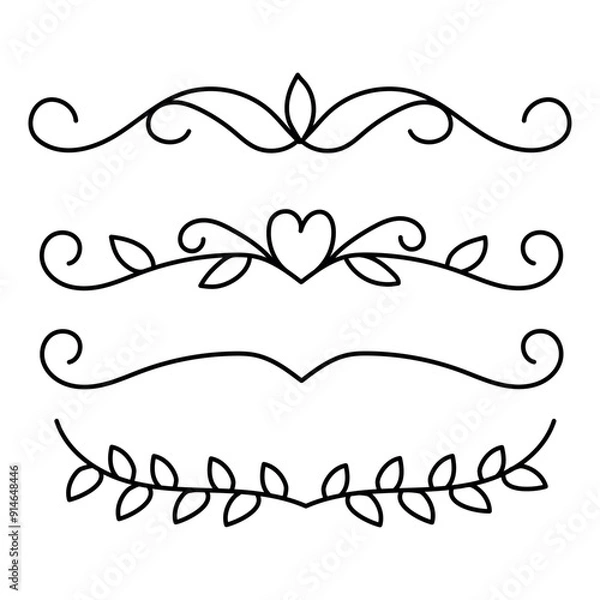 Fototapeta Set of hand drawn underlines. Hand made doodles EPS Vector