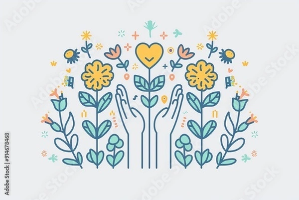 Fototapeta Hands cradling a soft pink heart a tender symbol of gentle care and quiet affection in a minimalist setting