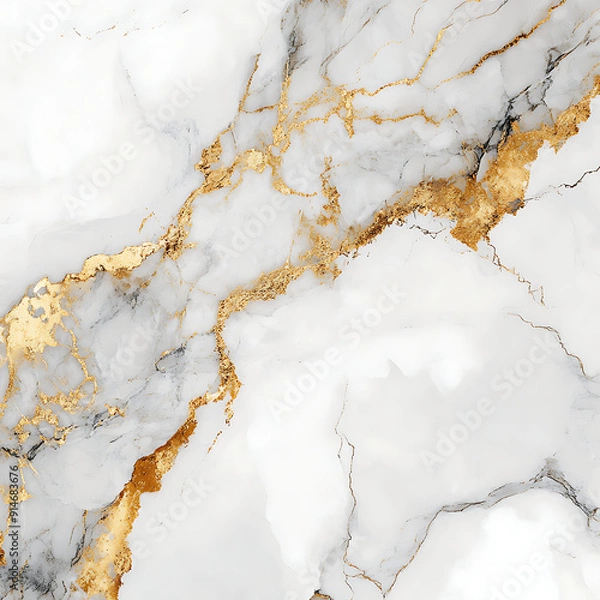 Obraz White Marble with Gold Granite Texture Background