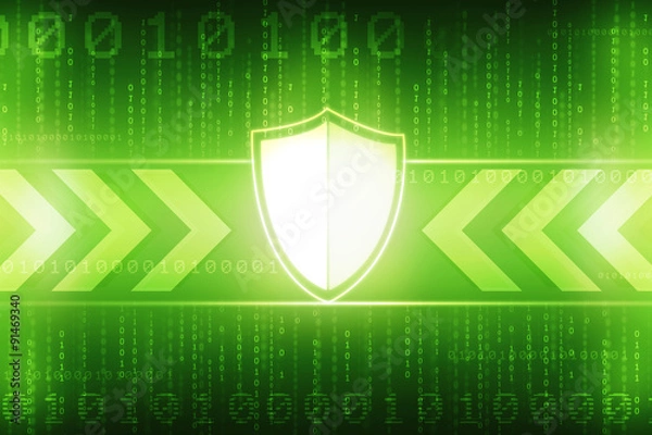 Fototapeta Protection concept: pixelated Shield icon on digital background