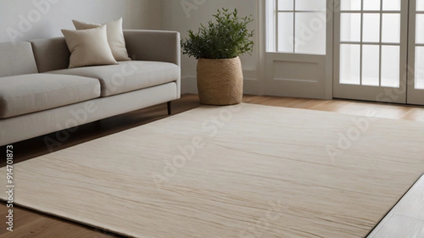 Fototapeta modern living room with sofa and textured carpet large space