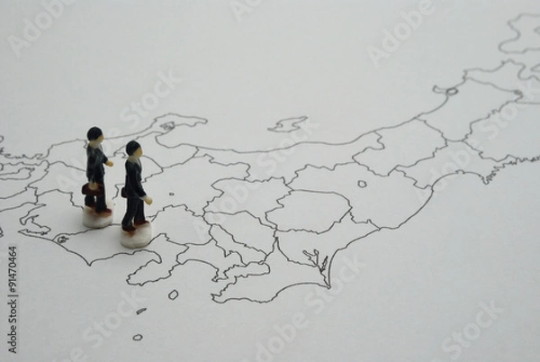 Obraz 白地図とビジネスマン