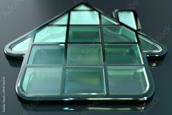 Fototapeta Creative digital illustration of a glass house made of smartphone screens representing the intersection of technology transparency and modern living