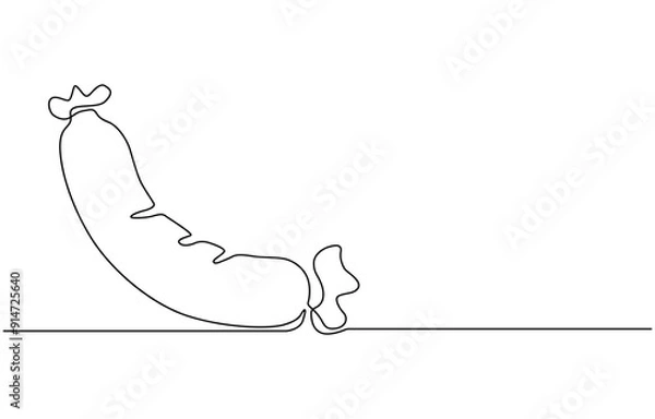 Fototapeta sausage continuous line art drawing, Sausage Vector Line Icon - Simple Thin Line Icon, Premium Quality Design Element, Grill Sausage Line Icon, Outline Symbol Vector Illustration.