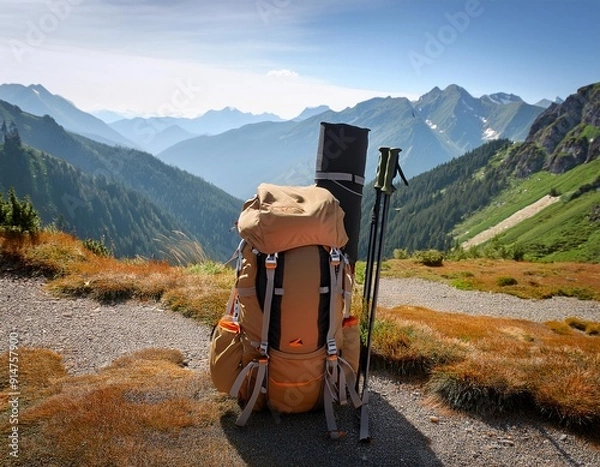 Obraz Backpack in the mountains