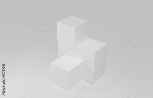 Obraz 3D render white podium box illustration