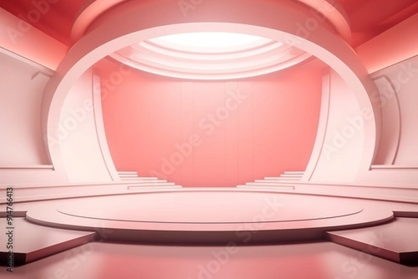 Obraz Abstract pink geometric background with platform.