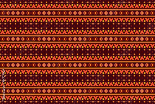 Fototapeta Brown Tribal Seamless Pattern