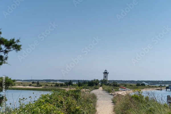 Fototapeta Edgartown Harbor Light on Martha's Vineyard island in MA