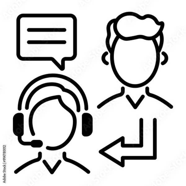 Fototapeta A linear style icon of client support 