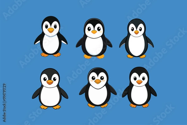 Obraz Best baby penguin bundle   Illustrationsr vector.eps