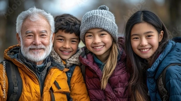 Fototapeta Happy Multigenerational People Having Fun In A Public Park, Celebrating Diversity