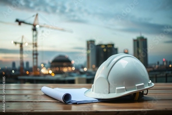 Obraz construction site with crane and building
