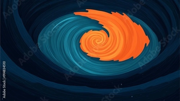 Fototapeta Flat design illustration of hurricane tracking with wind speed patterns and storm path visualization.