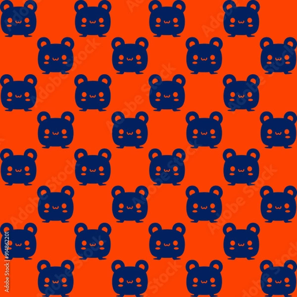 Fototapeta Cute cartoon pattern on Orange Brown background. Seamless design for fabric, wallpaper, and children's products.