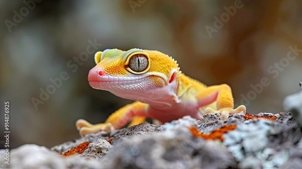 Obraz Curious Leopard Gecko on a Rock