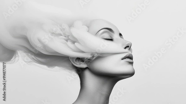 Obraz Abstract smoke, ethereal forms, monochrome effect Background