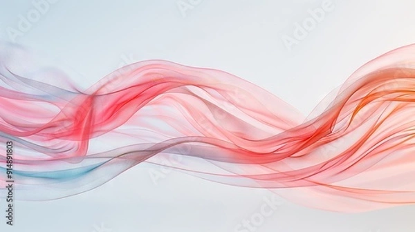 Obraz   A red, white, and blue wave of smoke on a light blue background with a clear sky in the distance