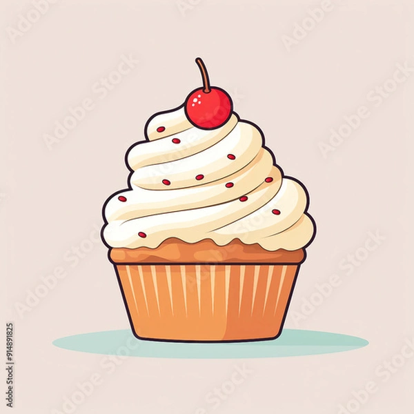 Obraz Simple cupcake flat icon design vector